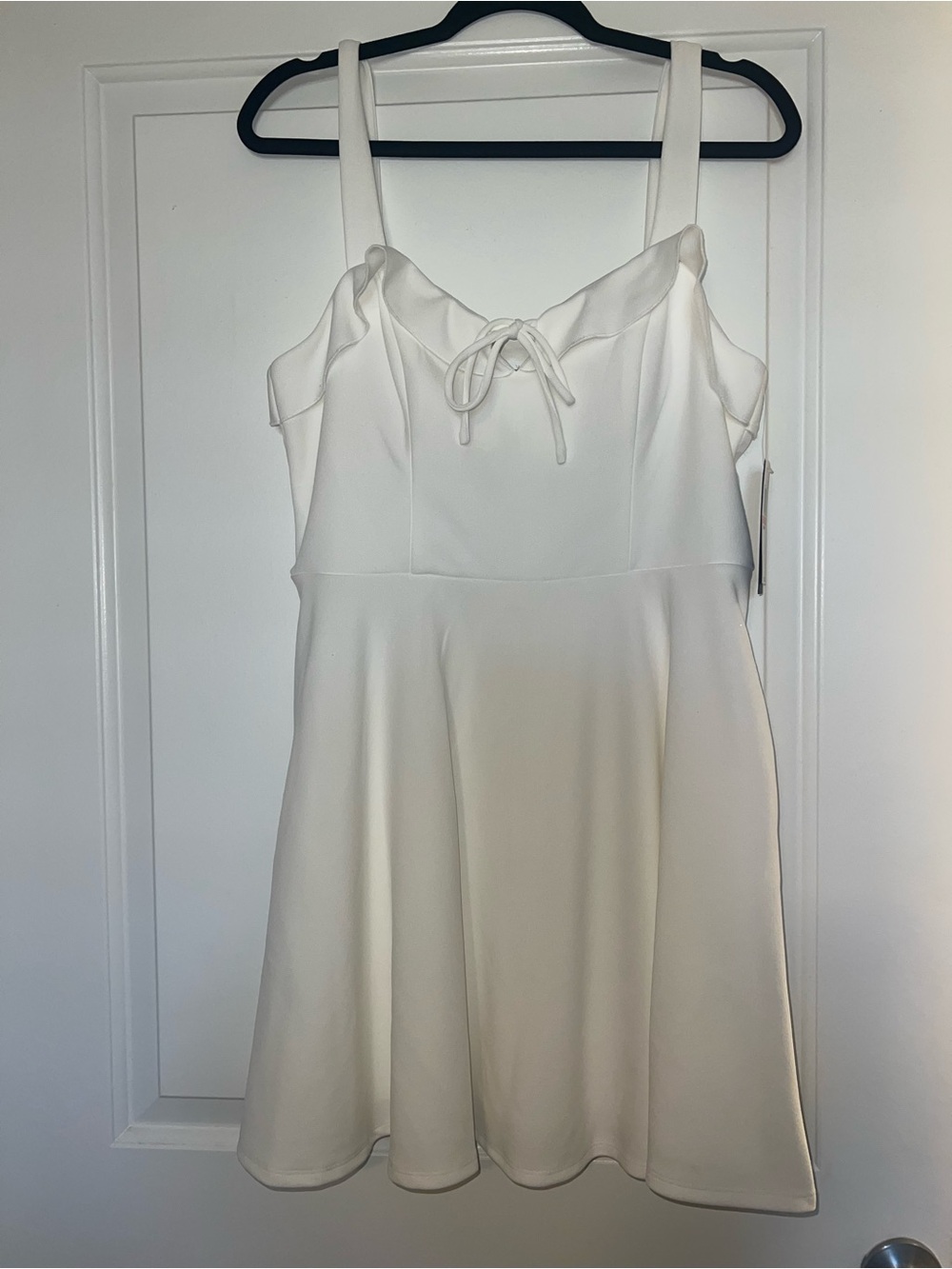 White Tie-Front A-Line Mini Dress